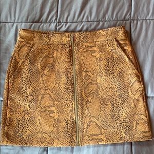 Pull&Bear Orange Gold Snakeskin print mini skirt